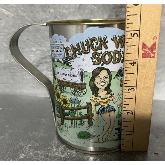 "Chuck Wagon Soda" Tin Mug Cup Funny Hillbilly Graphics Colorful Collectible Tin - Picture 7 of 7